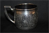 Sterling Cup with Dogs & Puppy's 2 1/2"Tall