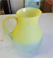 Hand Blown Satin Glass Pitcher, 9" T