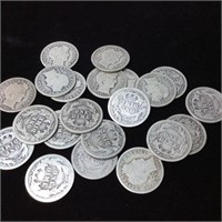 Qty 27 Barber Silver Dimes