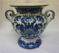 Blue & white DBL Handle Porcelain Vase