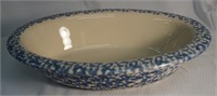 Roseville Spongeware Oval Serving Bowl