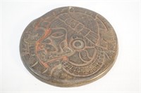 Aztec print round metal hanging