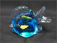 Blue glass Fish shaped paperweight