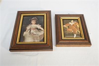 Pair of framed children prints on fabric