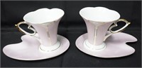 Pair of fine porcelain teacups/saucers