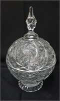 Cut glass footed bowl with lid