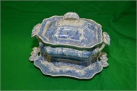 SMALL STAFFORDSHIRE TUREEN WITH PLACE PLATE
