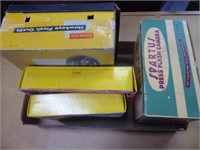 Box w/ vintage cameras & items