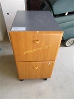 Wooden 2 Drawer File Cabinet on Wheels.