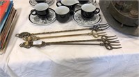 4 brass toasting forks