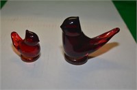 PAIR OF RED CRYSTAL CARDINALS