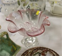 Pink flower shaped glass dish