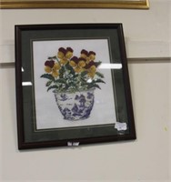 Embroidered pansies