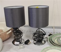 Charity Sale.  Pair grey lamps and shades