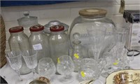 Glass storage jars and bottles