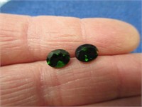 2 green russian diopside gemstones ~3ct