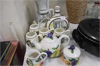 Mexican ceramic bottle and mugs