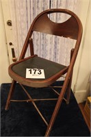 WOODEN FOLDING CHAIR MARKED MARSHALL