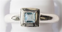 Sterling Blue topaz  ring size  7