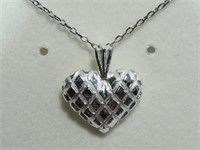 Sterling heart shaped pendant with necklace