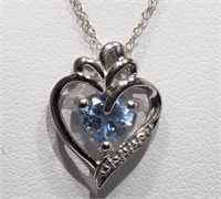 Sterling simulated aquamarine pendant necklace