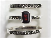 Sterling Garnet & Marcasite ring size 7.5