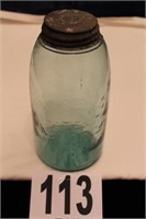 TALL BLUE GLASS MASON'S JAR