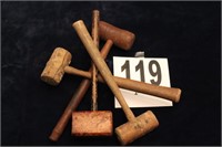 FOUR SMALL WOODEN MALLETS