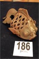 CAST IRON FISH CANDLE BASKET 7 X 14 X 7