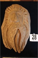CARVED WOODEN FACE 26 X 15 X 10