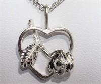 Sterling rose shaped heart pendant