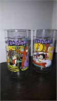 2 vintage Hardee's Flintstones glasses