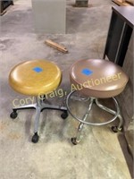 Pair of stools on casters