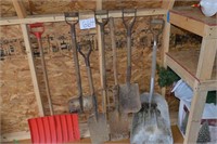 Hand Tool Lot - 4 Wood Handled Shovels, large
