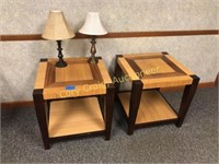 Matching pair of end tables with (2) lamps