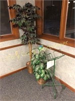 Artificial trees & metal display rack