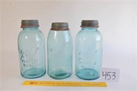 3 Vintage mason Jars 1/2 Gallon Size - One Mason