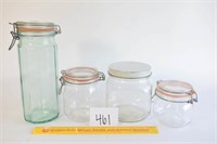 Lot of 4 Glass Canisters