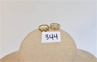 Lot of 2 Rings, Birthstone ring marked GB 14K;