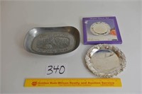 Lot of 2 Silver-plated Embossed Dish and Pewter