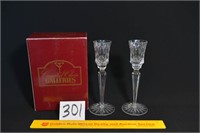 Set of 2 Crystal Clear Galleries Candle Holders