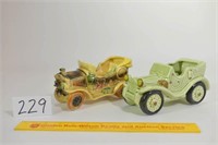2 Vintage Car Planters - yellow marked 5793