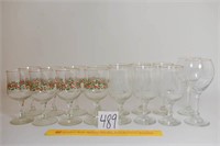 Lot of Christmas Themed Stemware - 8 Holly