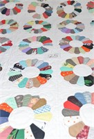 Hand Stitched Quilt 84" X 98" - a few spots as
