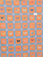 Vintage Hand Stitched Quilt - Butterfly's 65" X