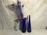 2 Very Tall cobalt blue vases