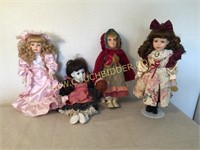 Lot of 4 collectible dolls