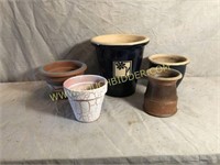 5 nice glazed pottery planters
