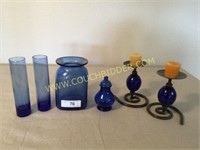 Six Piece Cobalt Blue Glass Lot