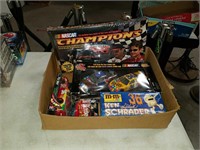 Box of diecast cars  And nascar game